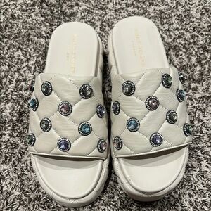 Kurt Geiger White Embellished Women's Slides